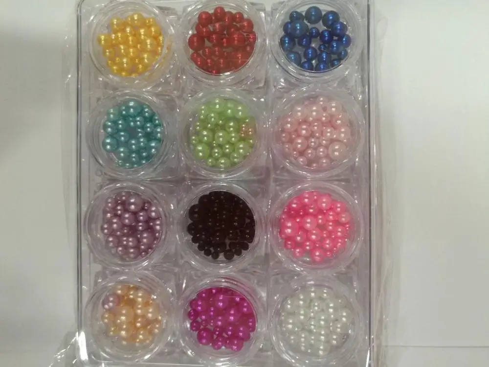 

M08-1457 12 Boxes Round Pearls 3D Nail Art Decorations Mix Sized Colorful Nail Beads Jewelry Accessories Manicure Tools,4/5/6mm
