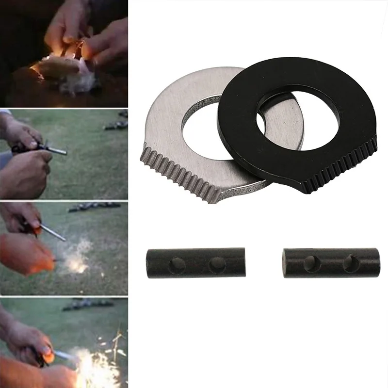 

1pc Stainless Steel Outdoor Survival Camping Scraper Flint Bottle Opener Tools Fire Starter Lighter Camping Black