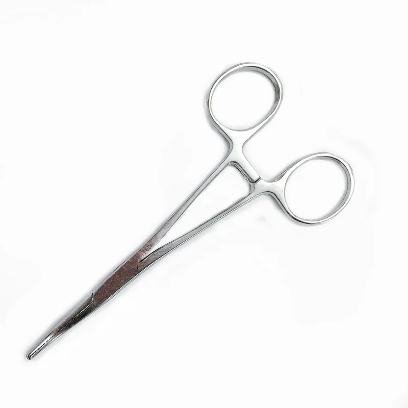 Гемостатический пинцет с изогнутой головкой 125 мм из нержавеющей стали