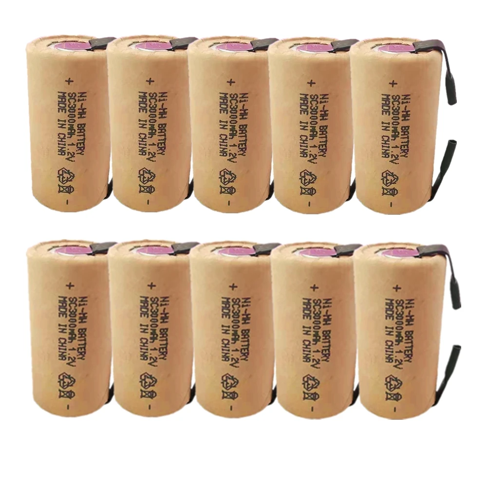 10 шт. SC3000mah 1 2 V 10C аккумуляторная батарея Sub C Ni MH nimh никель кадмиевый элемент с