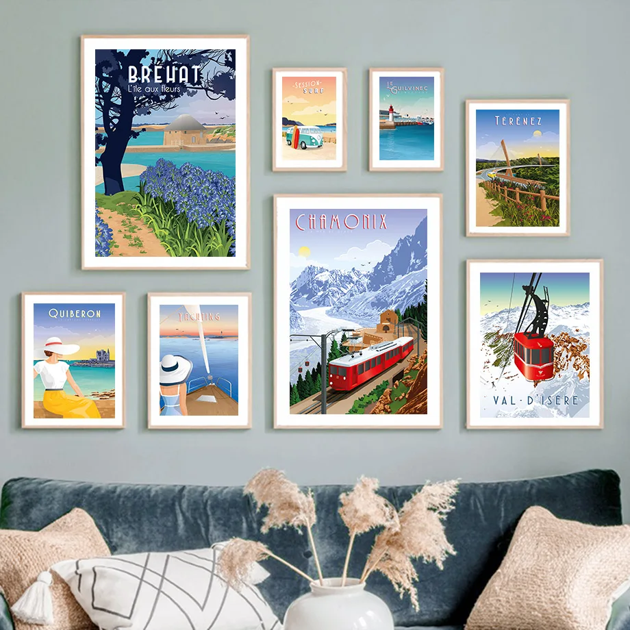 

Nordic Fashion Canvas Wall Art Travel City Landscape Poster Paintings for Living Room Frameless Modern Home Room Decor