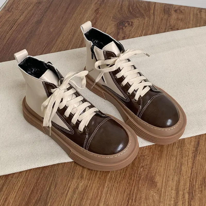 

New Women's Ankle Chunky Boots Martin Boots Thick Platform Fashion Designer Ladies Short Boots Motorcycle Boots Female Footwear