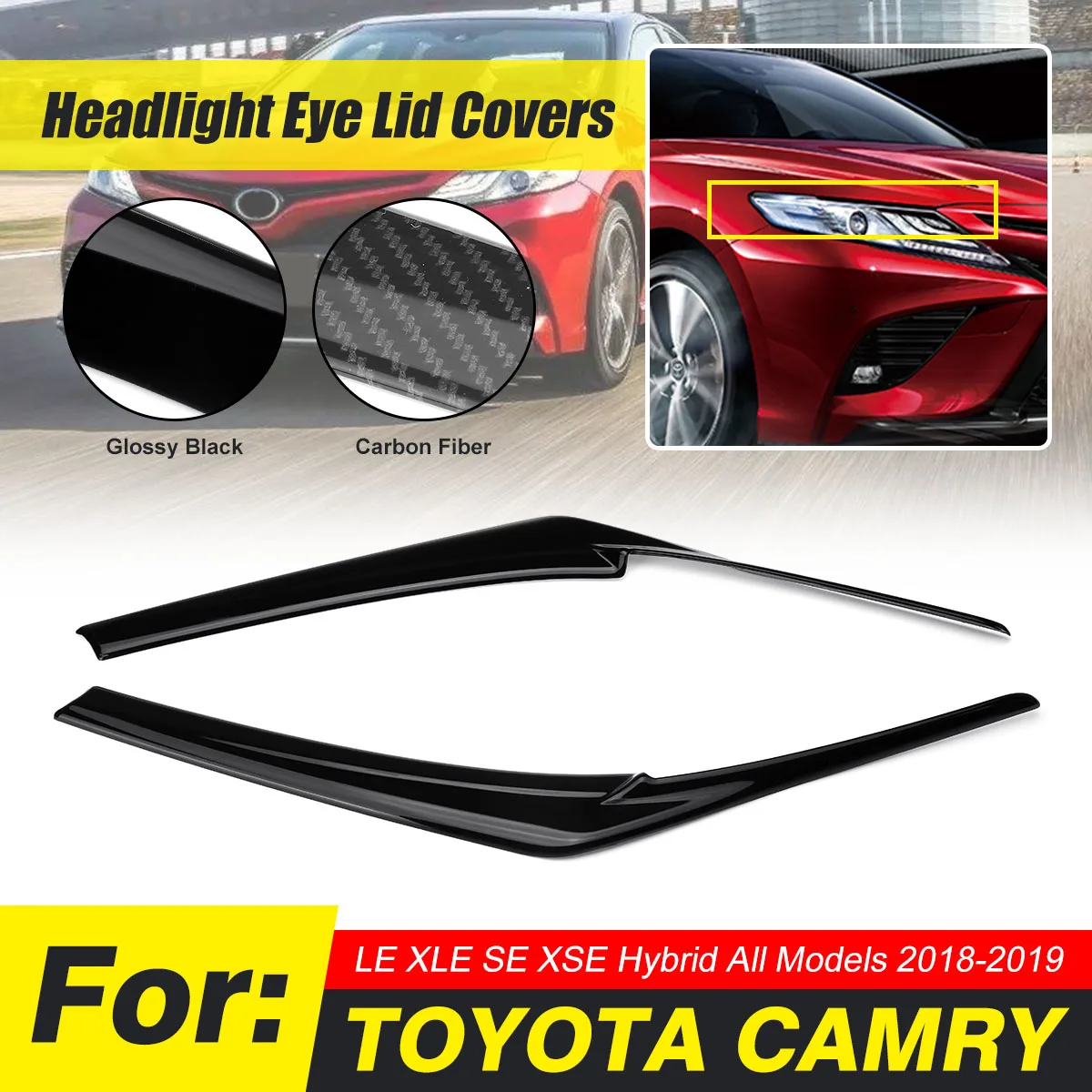 Накладки на глаза из углеродного волокна черные для Toyota Camry LE XLE SE XSE 2018 2019|Наклейки