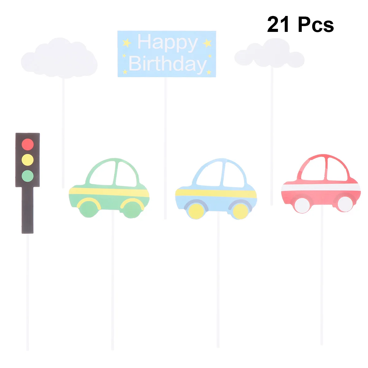 21 шт. дети день рождения торт Топпер мультфильм автомобиль дорожный светильник