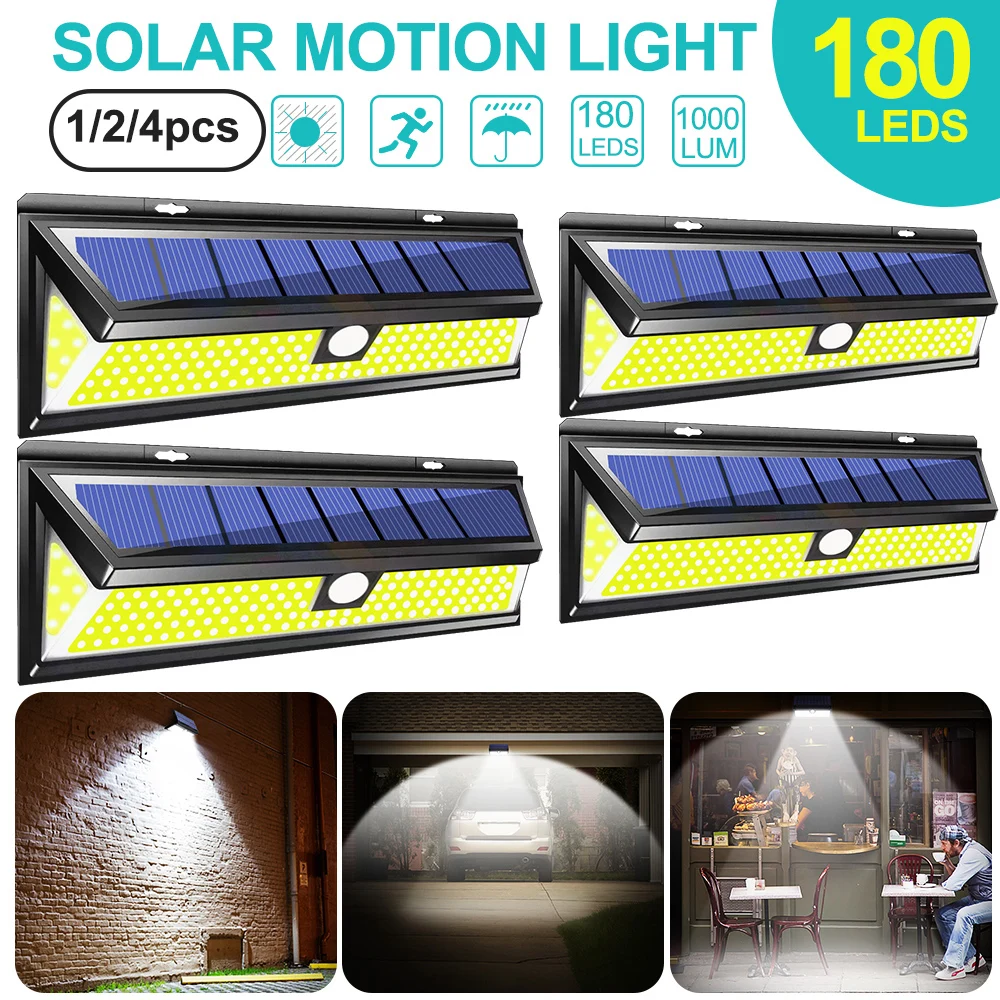 Dozzlor 1 шт. 180LED COB лампа на солнечной батарее с датчиком движения IP65