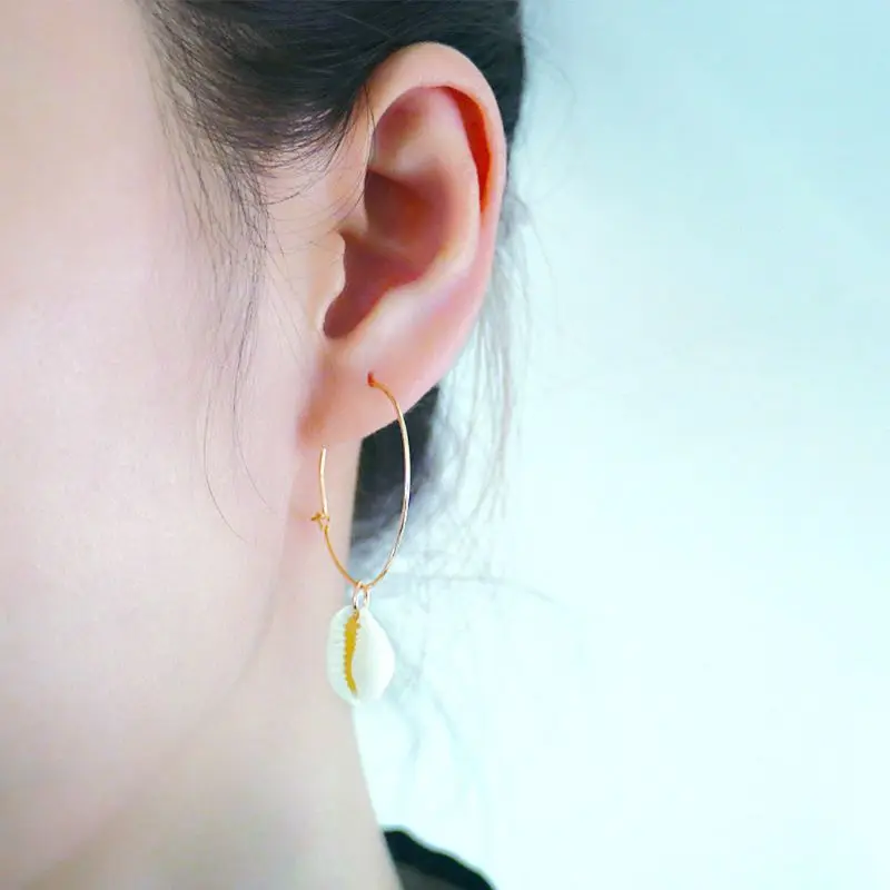 Богемная Подвеска из натуральной раковины круглый обруч Висячие серьги женские