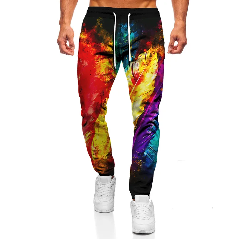 

2021New Popular Animal Feathers Fashion Trousers 3D Print Men Women Autumn All-Match Harajuku Sweatpants Fitness Jogging Pants