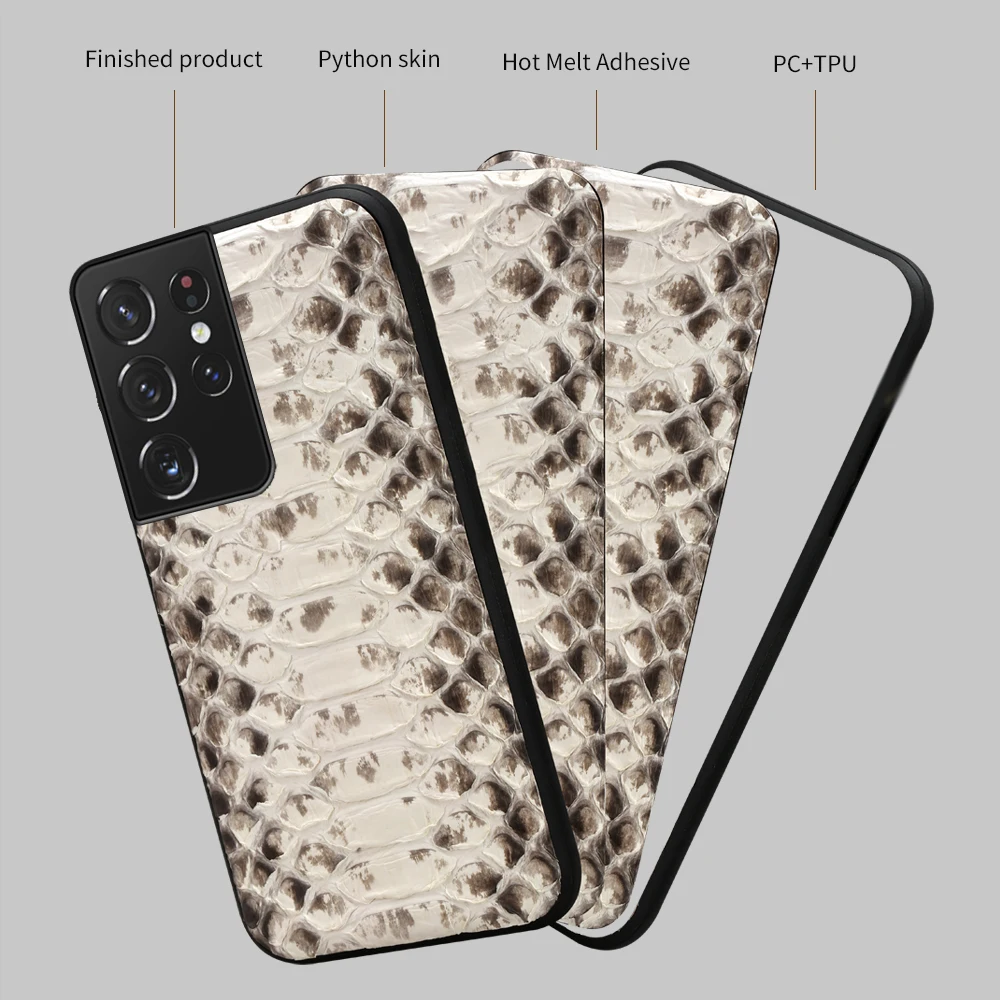 Genuine Python Leather Snake Skin Case For Samsung Galaxy S21 Ultra S20 FE S8 S9 S10 S21 Plus Note 20 10 A51 A71 A31 A50 M31 M51