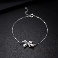 18k gold white rose gold 0 3 carat diamond bowknot bracelet 153cm chain bracelets anniversary wedding gift