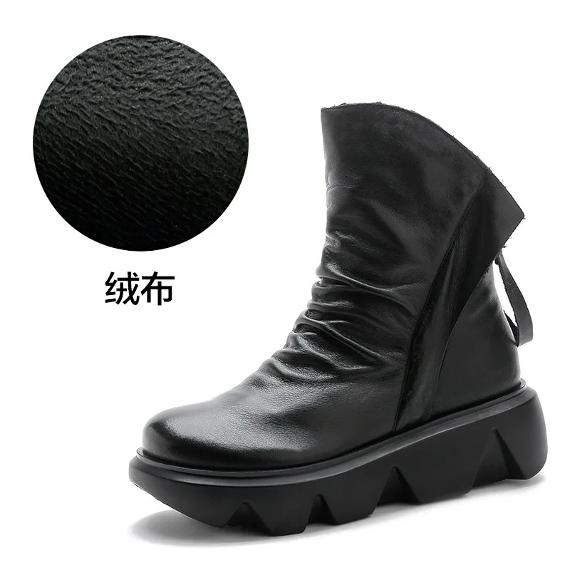 

Short boots Plush Soft bottomed muffin boots women's winter 2021 new antiskid autumn women's boots leather thick bottomed