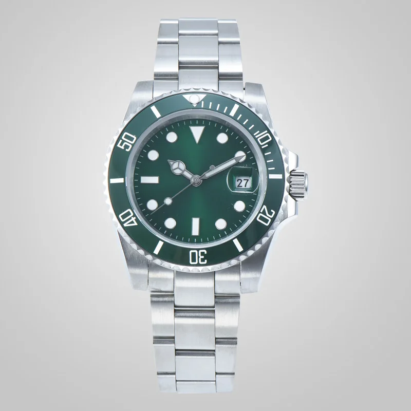 Бесплатная доставка Для мужчин часы зеленый bomax Марина Керамика ободок 40 мм