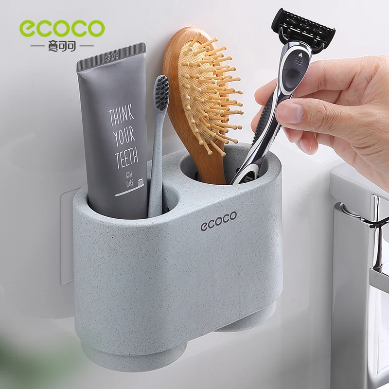 ecoco magnetic suction cup toothpaste toothbrush holder wall mounted double cup holder without perforated bathroom accessories free global shipping