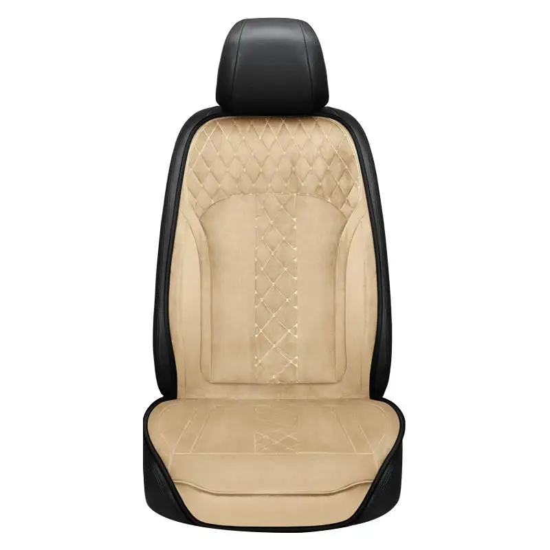 Beige 1 Pcs Автомобильная нагревательная Подушка зимняя плюшевая цельная Удобная теплая Автомобильная электромассажер на Автокресло Подушка 12 В автомобильная универсальная накидка на сидение с подогревом - Название цвета: Beige 1 Pcs