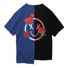 LACIBLE уличная футболка Для мужчин с цветочным принтом Футболки хит Цвет лоскутное 2020 летние шорты для влюбленных в стиле хип-хоп детские футболки