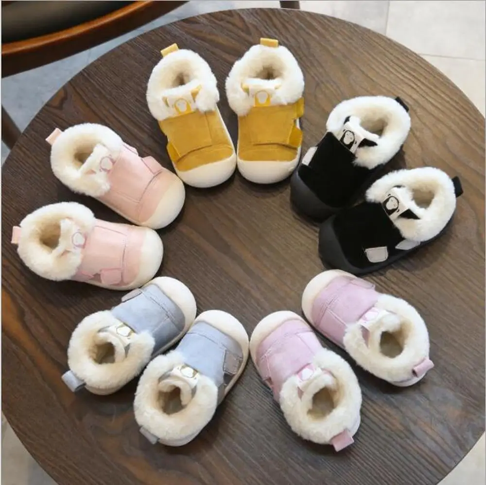 Зимние ботинки для младенцев обувь первых шагов Нескользящие Детские мальчиков