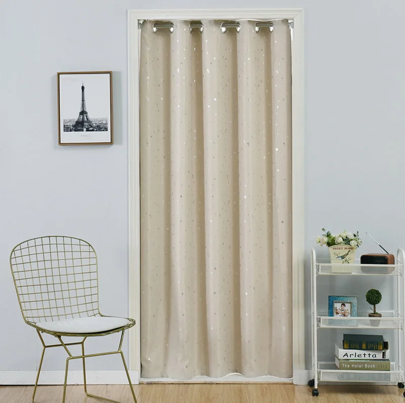 Star Pattern Thermal Door Curtains Blackout Cloth Curtain Grommet Top 5 Colors for Bathroom Kitchen Bedroom Door Balcony DW1233