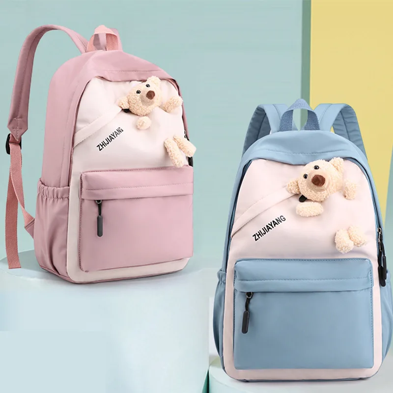 

New backpack leisure sports backpack ins tide junior high school student schoolbag female Korean cute bear large capacity
