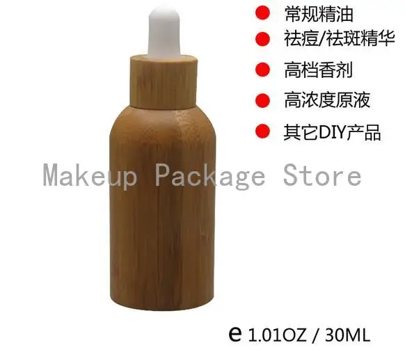 

10pcs/lot 30ml Essential Oil empty Bottles with natural bamboo,glass tank,all bamboo dropper bottle Essence liquid