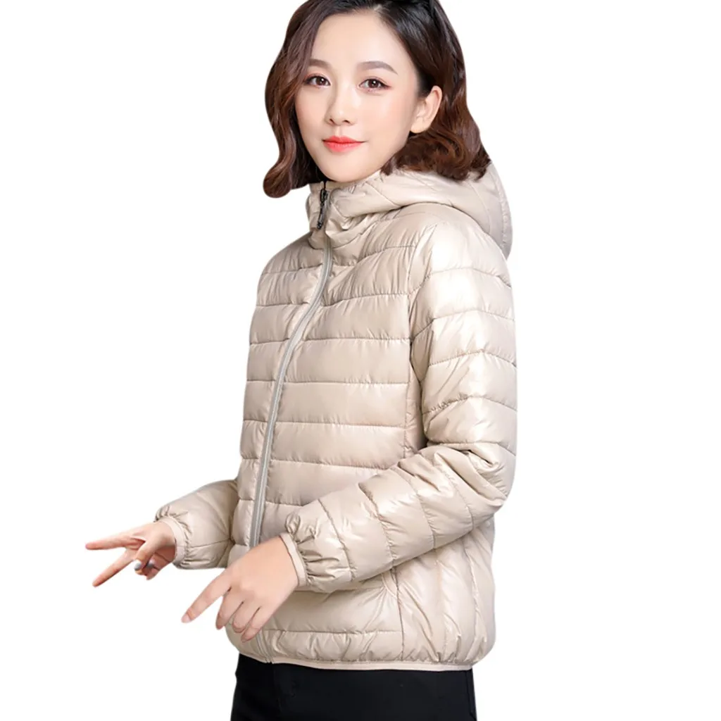Женский пуховик с капюшоном теплый светильник верхняя одежда размера плюс для