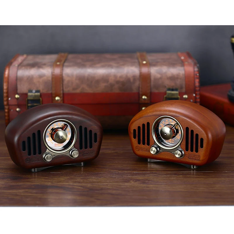 Винтажный Ретро деревянный FM SD MP3 Bluetooth транзистор перезаряжаемое радио с