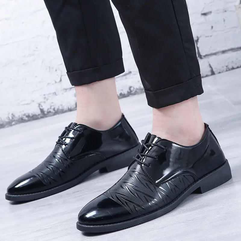 Черные деловые туфли Мужская офисная одежда классические кожаные для свадьбы