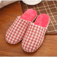 home cotton slippers soft plush indoor house flat shoes warm woman slipper comfortable couple slip on slides ladies causal shoe