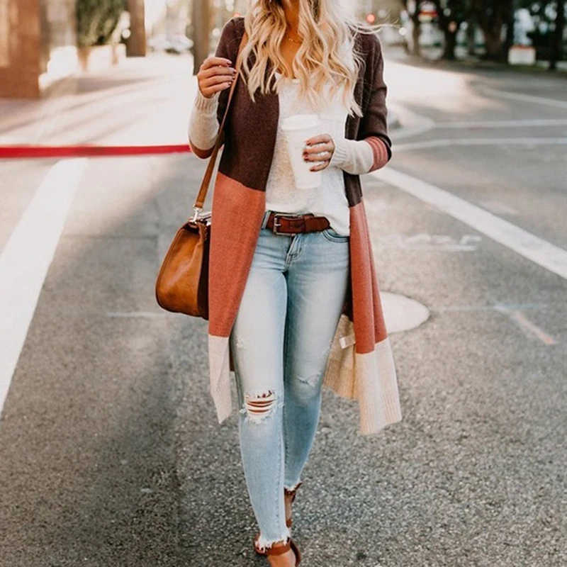 

Winter Women's Casual Long Sweater Cardigan WInter Soft Comfortable Strong Simple Solid Size Stripe Loose Cardigan
