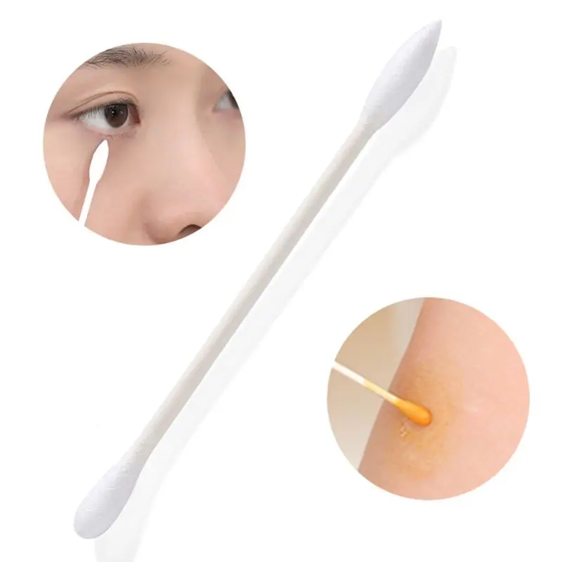 

100pcs/pack Disposable Cotton Swabs Buds Double Heads Paper Stick Medical Makeup Nose Ear Cleaning
