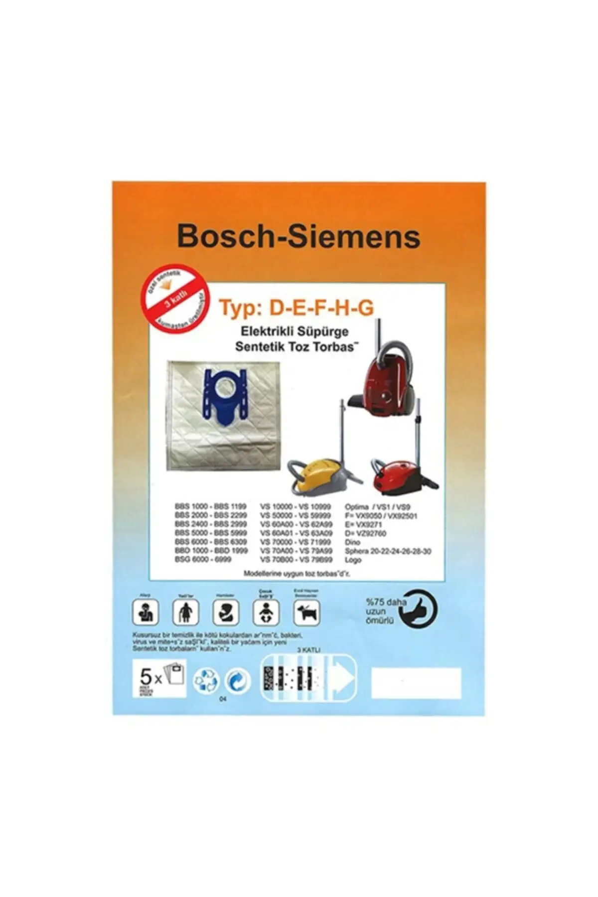 

MHK Parts Siemens Compatible Type: D-e-f-h-g Cleaner Bag 5 Pcs