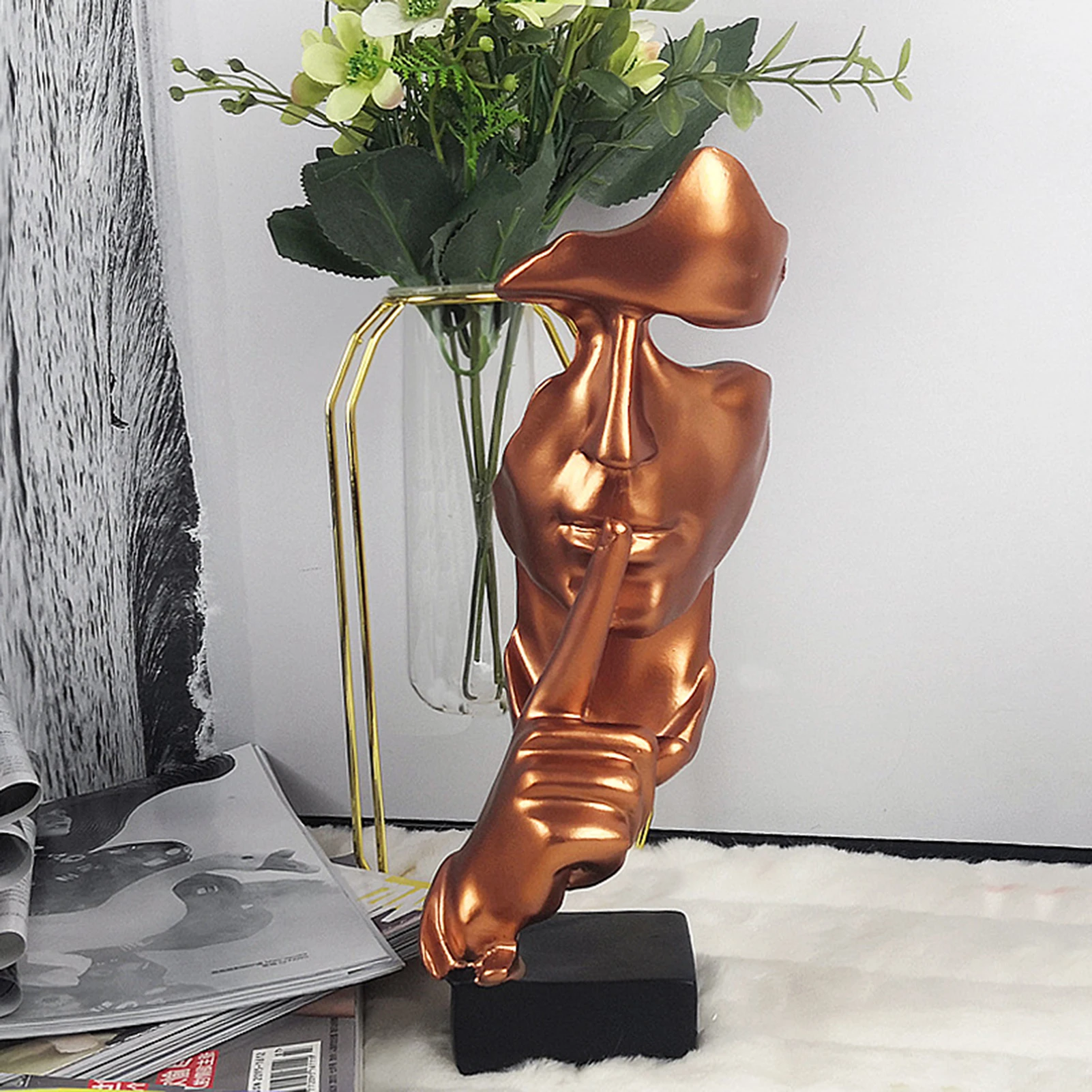 Современная Минималистичная 3D скульптура Keep Slient орнамент полимерная статуя