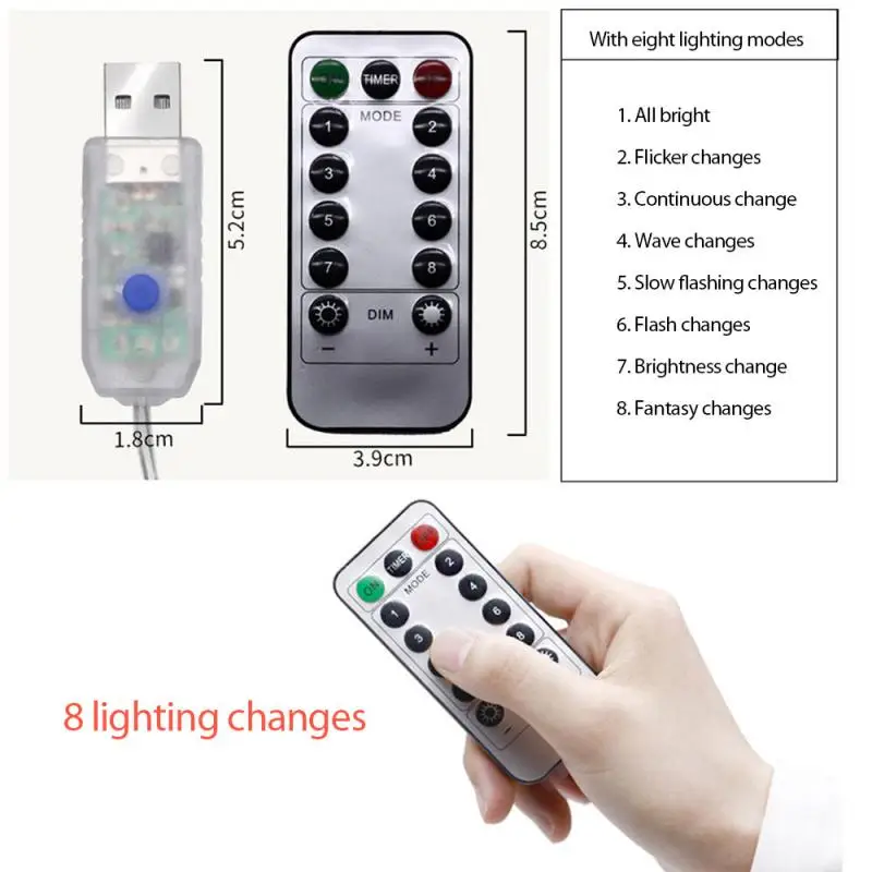 

Christmas Light String LED Copper Wire Curtain Light Interior Decoration Feather Lamp Remote Control USB Lantern Fairy Garland