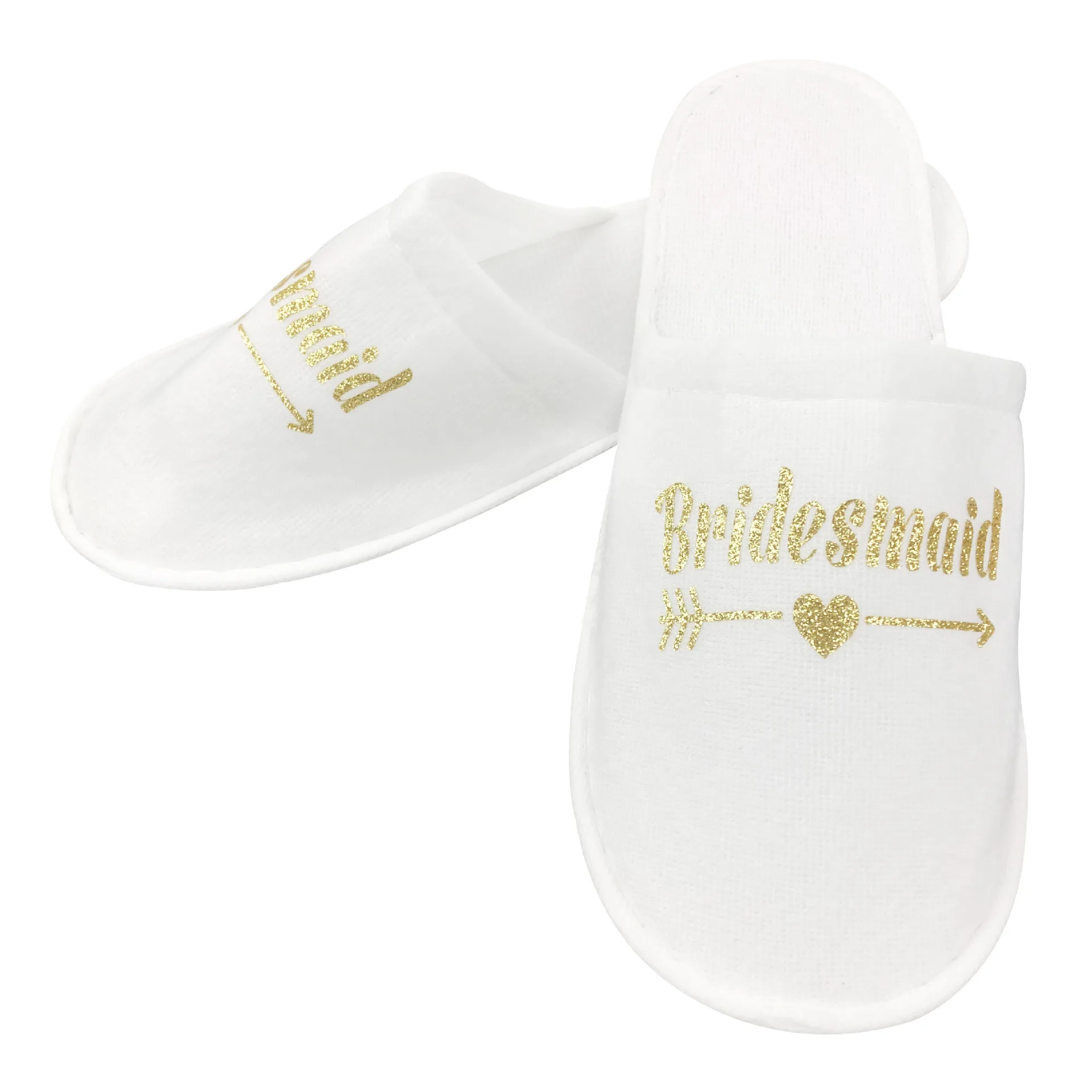 Свадебные атласные шлепанцы 3 шт./лот с блестками золотистого цвета короткие