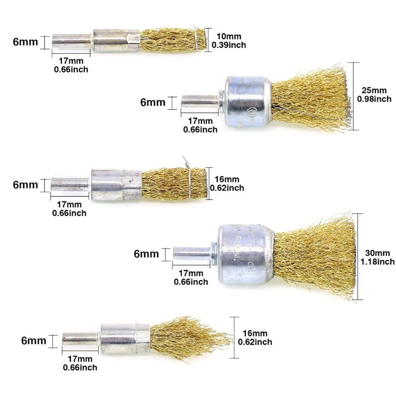 

9pcs/set Brass Brush Wire Wheels Brushes Drill Rotary Tools Engraver Grinder Polishing Metal Rust Removal Brush Set Tool
