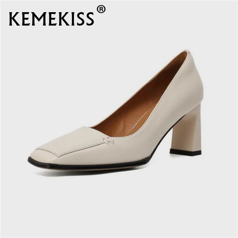 

KemeKiss/Новая модель женских туфель на высоком каблуке туфли-лодочки из натуральной кожи с квадратным носком женские туфли-лодочки; Модные жен...