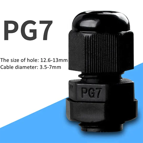 Водонепроницаемый Кабельный вход, пластиковый кабельный вход IP68 PG7 для 3-6,5 мм PG9 PG11 PG13.5 PG16 PG19/21, белый, черный, нейлоновый пластиковый соединитель