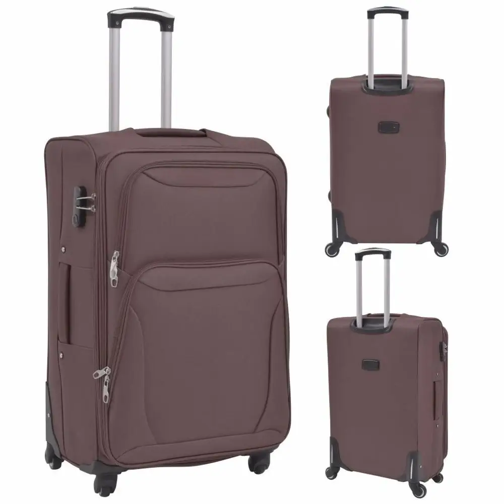 【USA Warehouse】3 Piece Soft Case Trolley Set Coffee