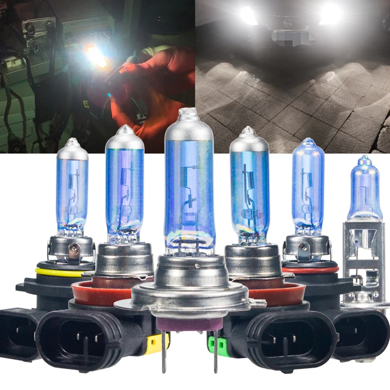 

2PC Car Halogen Headlight Bulbs H1 H7 H8 H11 9005 HB3 9006 HB4 LED100W Auto Fog Light Halogen Bulbs 12V White 6000K Pearl blue