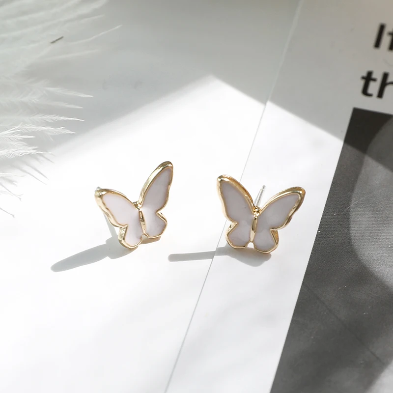 Женские серьги гвоздики с бабочками маленькие в стиле ретро украшения для