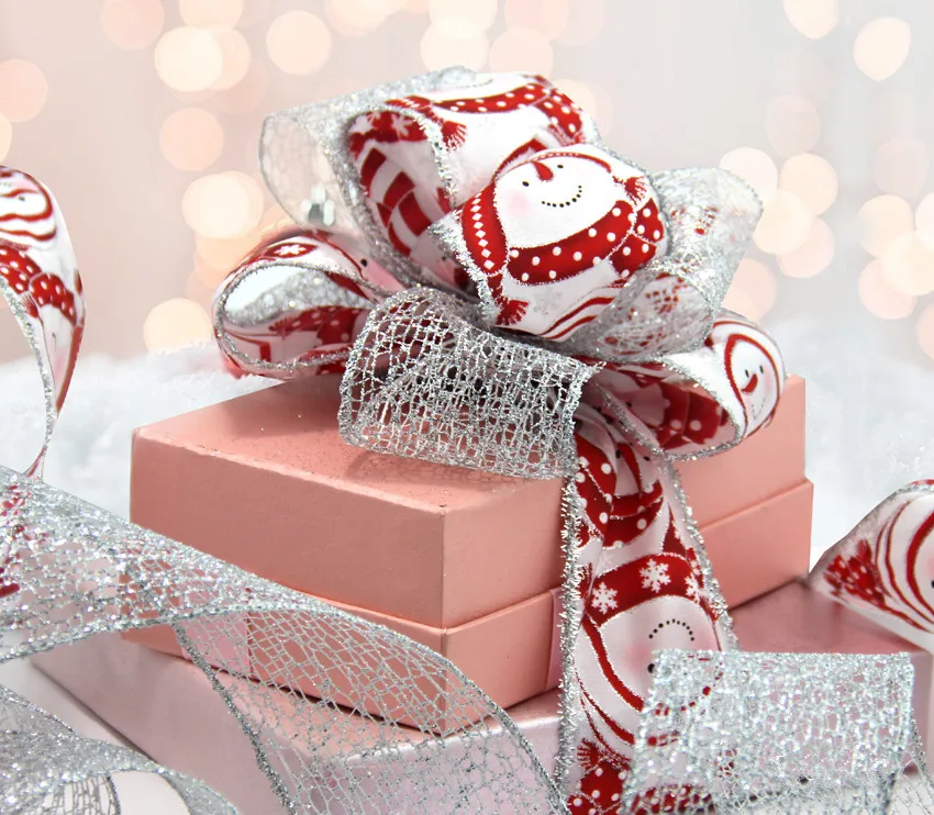 Декоративная Проводная Рождественская лента со снеговиком 63 мм X 25 ярдов с