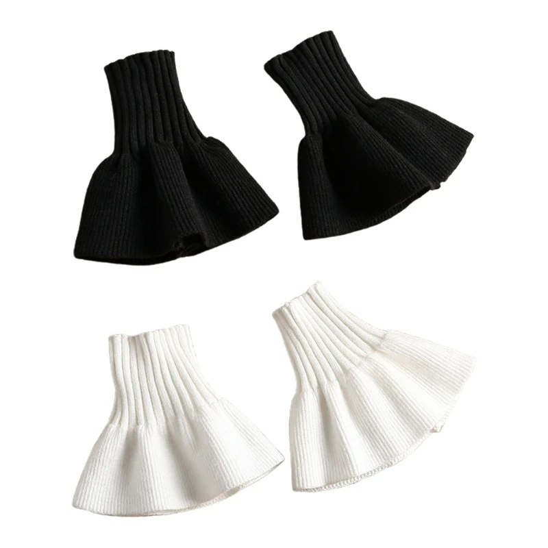 

Detachable Shirt Pleated Flare Sleeve False Cuffs Solid Color Pleated Wristband Decorative Women Clothing Accessory