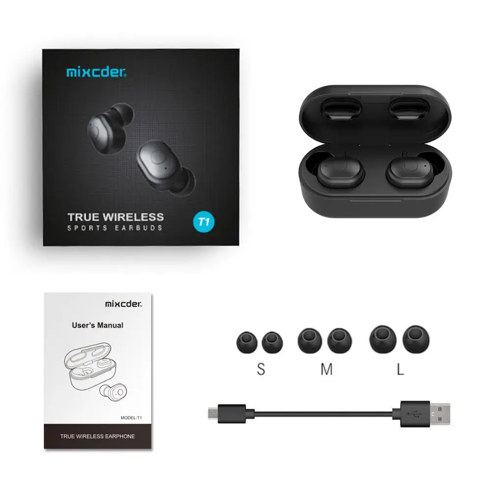 

Mixcder T1 Wireless Bluetooth Earphones With CVC 8.0 Call Noise Dual Mic HD Stereo Bluetooth 5.0 Headohones Sports Headset