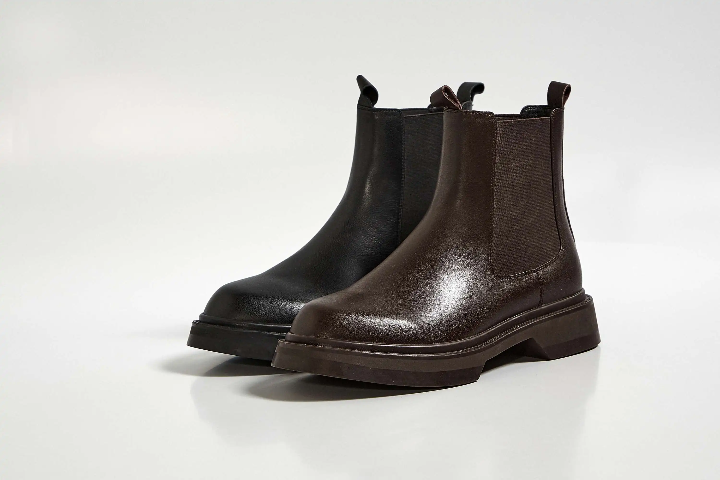 

Lenkisen stretch boots genuine leather patchwork handmade thick med heel round toe slip on beauty lady superstar ankle boots L90