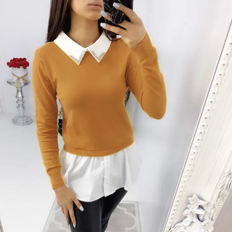 

Casual Turn Down Collar Long Sleeve Women Shirt Fashion Long Sleeve Women Tops and Shirt