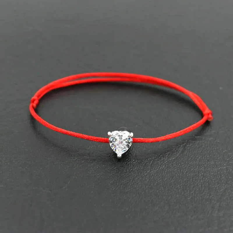 Женский плетеный браслет BPPCCR с подвесками в форме сердца и кристаллами циркония