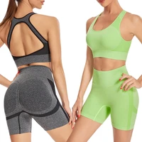 new seamless sport set women 2pcs crop top bra shorts workout outfit fitness wear run gym suit female yoga sets xl yoga clothing