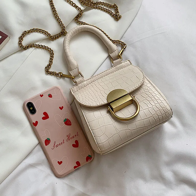 

Alligator Pattern Fashion Crossbody Bags For Women 2021 New Wild Lock Chain Small PU Leather Shoulder Bag Female Travel Handbags