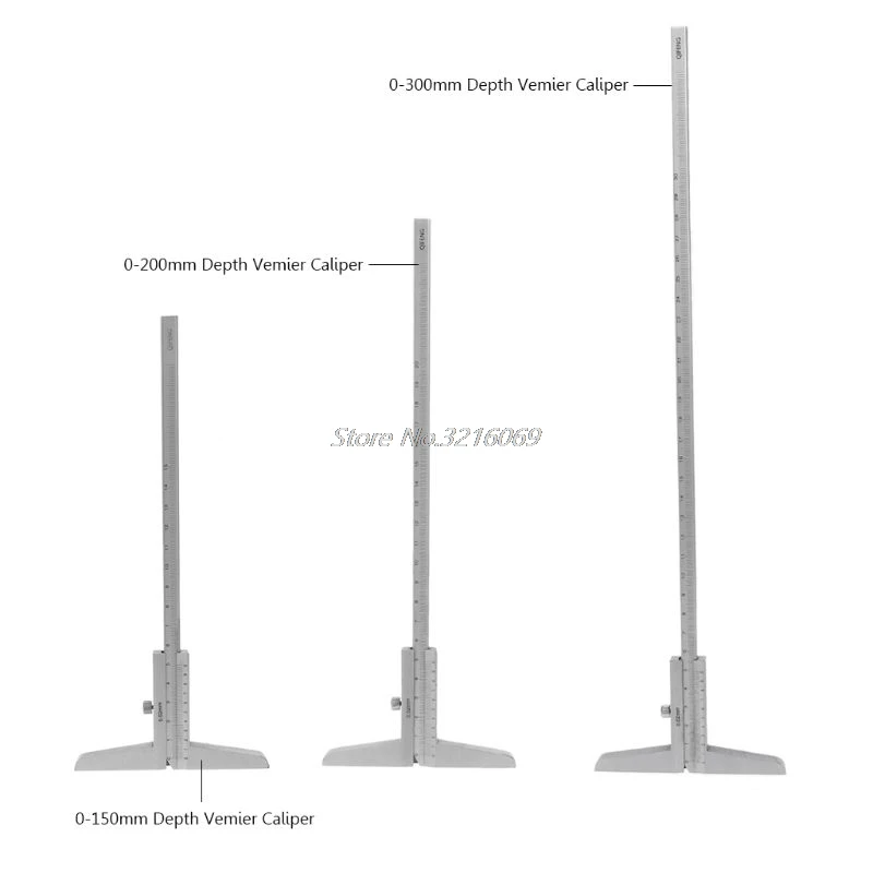 

High Quality 150mm 200mm 300mm Depth Vernier Caliper 0.02mm 0-150mm 0-200mm 0-300mm Depth Gauge Depth Measuring Tool Dropship