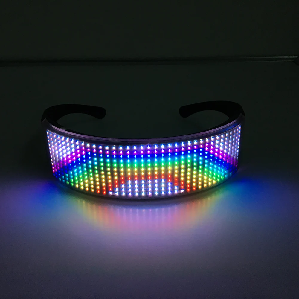 Gafas de fiesta Led con Bluetooth, protecci&oacute;n luminosa con Control por aplicaci&oacute;n, carga USB, Flash r&aacute;pido, bricolaje-1
