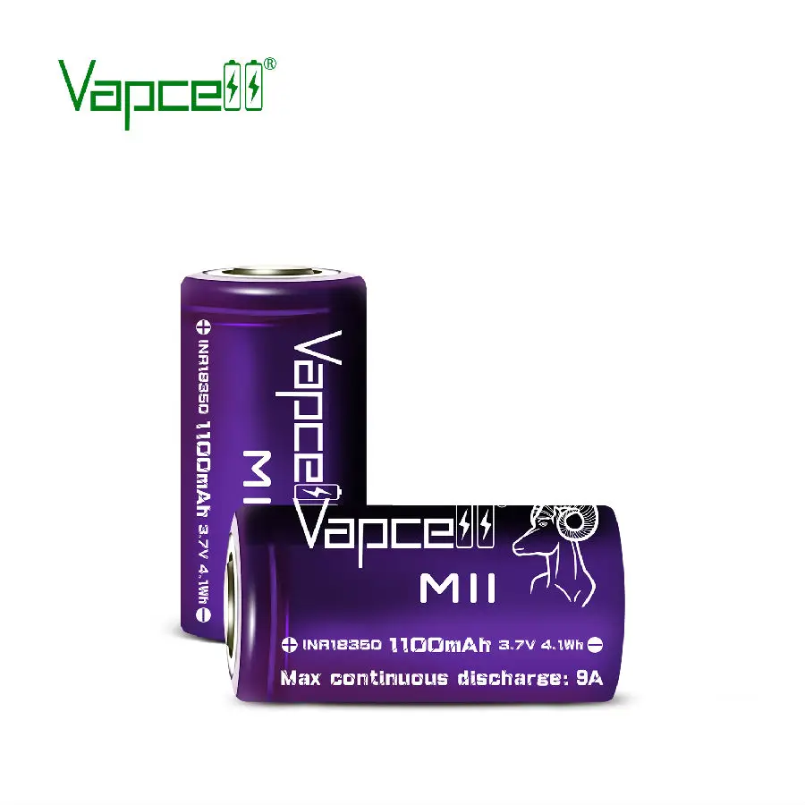 12 шт. VAPCELL INR18350 1100 мАч литиевый 3 7 в перезаряжаемый аккумулятор непрерывный 9 А