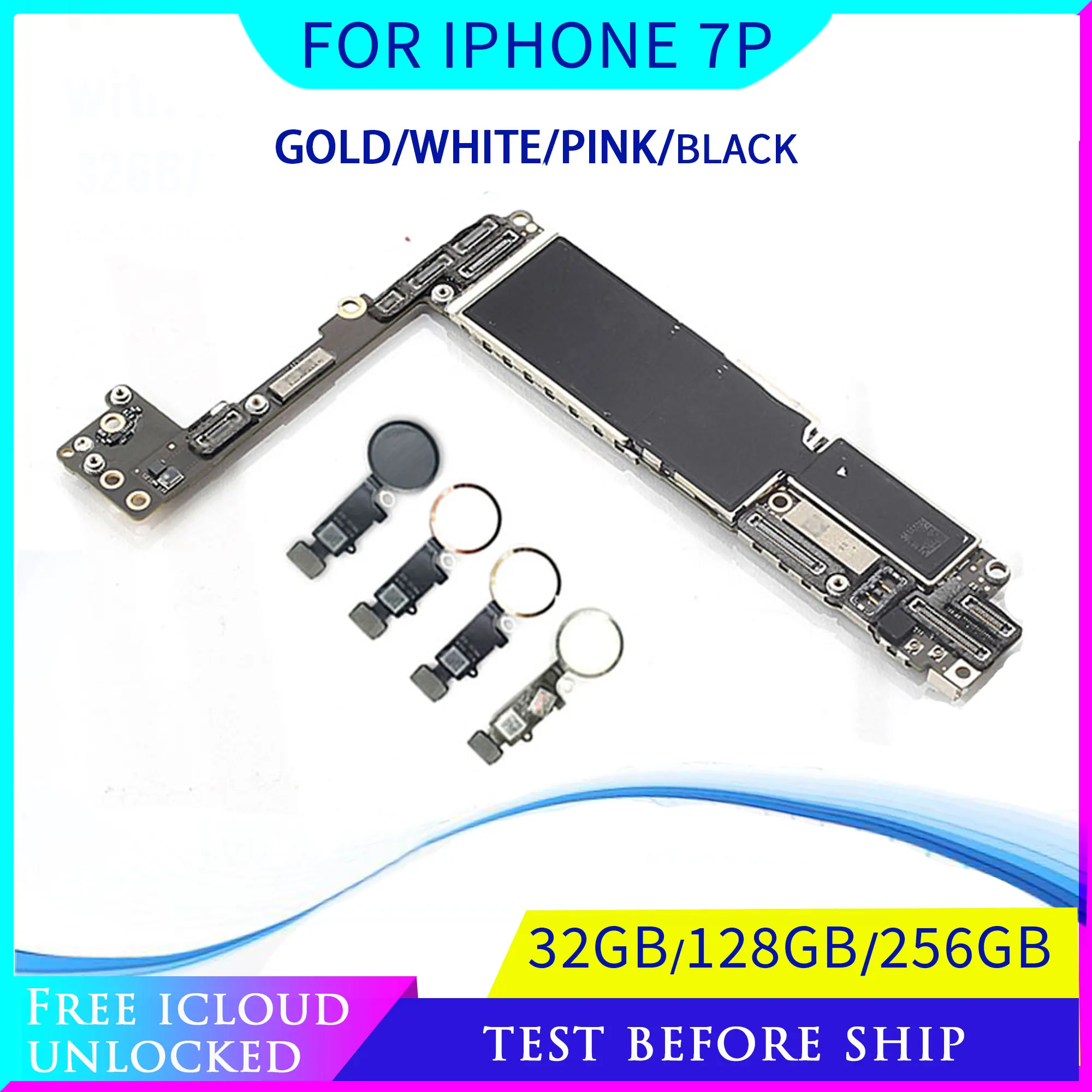 Материнская плата 32 ГБ/128 ГБ/256 ГБ для iphone 7 Plus с Touch ID/без ID бесплатный iCloud P